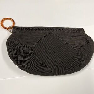 Laurel Genuine Corde Brown Cord Woven Zip Clutch Bag